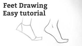 How to draw a feet drawing easy Basic drawing tutorial for beginners step by step Foot Drawing