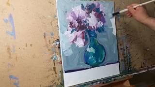 Artist JOSE TRUJILLO Oil Painting - Impressionist Oil Painting Demo of Still Life - Flowers