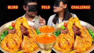 Couple Blindfold Eating Challenge, Eating Dhido & Spicy Chicken Curry, Food Challenge Nepali Mukbang