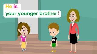 Ella has a younger brother - Funny English Animated Story - Ella English