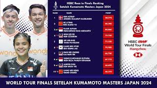 𝗧𝗘𝗥𝗕𝗔𝗥𝗨! PEMAIN YANG LOLOS WORLD TOUR FINALS 2024 SETELAH KUMAMOTO MASTERS JAPAN 2024 #rankingbwf