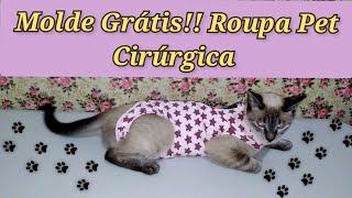 #MoldeGrátis - Faça Roupa pet Cirúrgica em apenas duas máquinas.( Overlock e Reta )