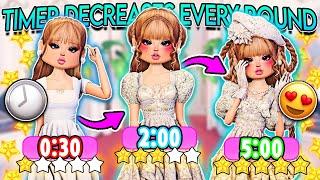 *TIMER DECREASES* EVERY ROUND in DRESS TO IMPRESS!! *REALLY HARD CHALLENGE* (Roblox)