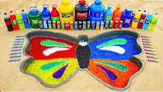 How to make Rainbow butterfly with orbeez ‚ Experiment soft Drinks and Giant Coca Cola vs mentos