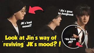 He knows Jungkook's mood isn't good, this is Jin's way of 'reviving' Jungkook's mood in Public?!