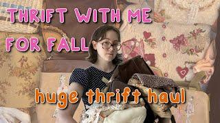 autumn thrift with me & MASSIVE cottagecore thrift haul  grandmacore, fairycore, whimsigoth