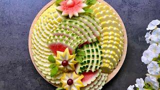 Melon & Watermelon Carving Fruit Decoration Ideas Fruit Arrangement | Fruit cutting TUTORIAlS