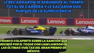 La opinión de Franco Colapinto sobre la sanción que recibió por el toque con Liam Lawson. F1 radio