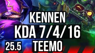 KENNEN vs TEEMO (TOP) | KR Master | 25.5