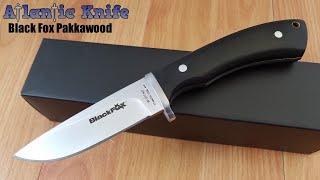 BLACK FOX PAKKAWOOD 440 STAINLESS DROP POINT FIXED BLADE KNIFE W/ SHEATH 007WD