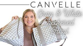 Canvelle Gray and White Checkered Bag Haul