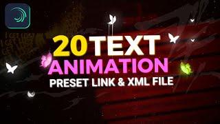 Top 20 Alight Motion Text Animation Presets  20 Text Xml  Alightmotion Preset Download Free