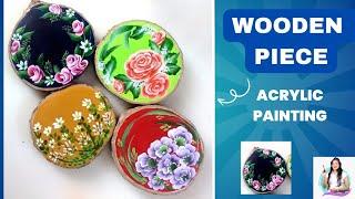 PAINTING ON WOOD - 4 Easy Art Design Ideas with Acrylic paint | DIY Acrylic Painting on Wood