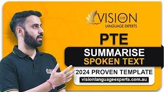 (2024) PTE SUMMARISE SPOKEN TEXT TEMPLATE | 2024 PTE TIPS & TRICKS | VISION LANGUAGE EXPERTS