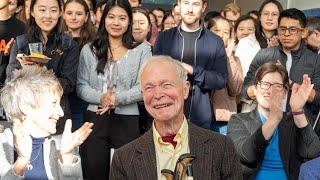 John Hopfield celebration after winning the 2024 Nobel Prize in Physics