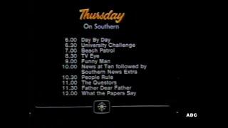 Southern TV PIF, adverts & menu announcer Christopher Robbie 8th July 1981