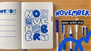 November Bullet Journal Setup • Plan with me  a very blue theme