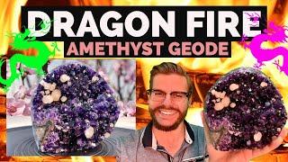 Amazing Amethyst Geode "DRAGON FIRE" Cosmic Cuts w Calcite Crystals