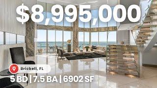 Tour a Brickell Penthouse Mansion w/ BEST WATER & CITY VIEWS in Miami, 20ft Ceilings & Fully Custom!