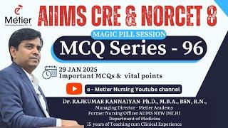 MCQ Series 96 | Magic Pills | RRB | AIIMS NORCET | Nursing officer | Metier Academy