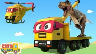 Transformer Team-Super Fire truck put out a house fire- -crane truck and bulldozer for kids.