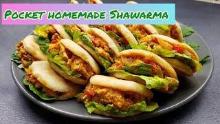 Pocket shawarma homemade | No oven pita bread shawarma pockets by Sammy #sammyfood