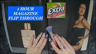 ASMR Gum Chewing Magazine Flip Through | Harper's Bazaar Naomi Campbell | Whispered Page Turning