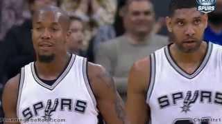 Tim Duncan wants a travel called, doesn't get it so blocks shot