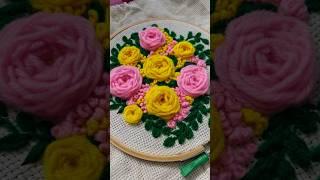 learning embroidery #hobbies #flowers #petals #leaves #threads