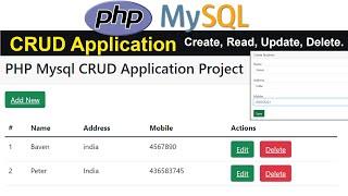 PHP MYSQL CRUD Application  || Create, Read, Update, Delete.
