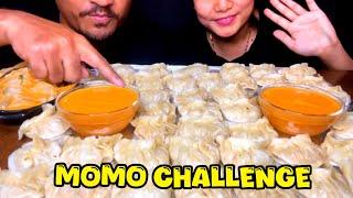 ASMR eating Chicken momo with spicy chutney | chicken momo challenge #foodie #mukbang