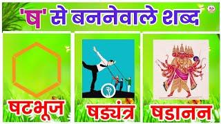 ष से बननेवाले शब्द चित्रोंके साथ ष से शुरू होनेवाले शब्द चित्रोंके साथ ष से शब्द सीखे वर्णमाला