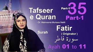 35 PART 1 SURAH FATIR  سورۃ فاطر  TAFSEER QURAN BY PROF MAIMOONA MURTAZA