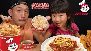 JOLLIBEE Fried Chicken, Spaghetti, Adobo Rice - Mukbang with the little one!