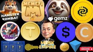 HAMSTER KOMBAT COMBO, MEMEFI COMBO, GEMZ COMBO & TIMEFARM, TAPCOINS #hamsterkombat #crypto #fyp