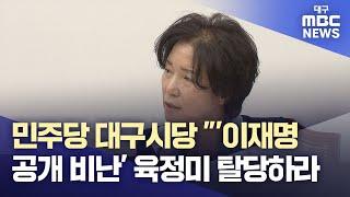민주당 대구시당 "'이재명 공개 비난' 육정미 탈당하라" | 대구MBC뉴스