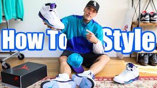 How To Style Air Jordan 5 "Grape" Sneakers! On Feet with Outfits 2025