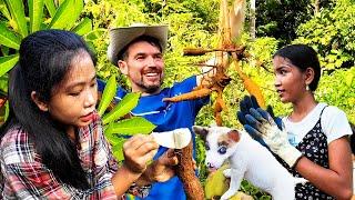 WE GOT A DOG! HARVESTING CASSAVA WITH MY FOREIGN HUSBAND | ISLAND LIFE