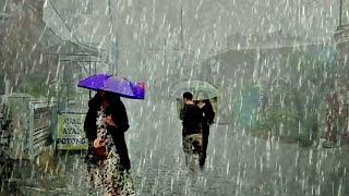 Extreme Weather in Indonesia,Walking in Super Heavy Rain & Strong Winds in  my City Very Cold