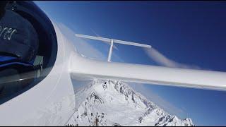 Swiss alps gliding: Antares take-off LSZM; two passes along Churfirsten + Klosters