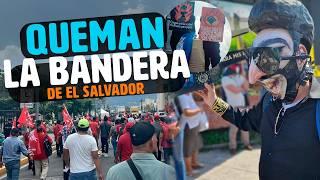 Marcha Opositores Falla por Cuarta Vez / Quemaron la Bandera de El Salvador