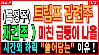 (특징주) 트럼프 관련주 - 재건주) 미친 급등이 나올 BEST３범양건영 한미글로벌 에스와이스틸텍 희림 TYM SG 범양건영 급등주 주가 주가전망 주식추천 목표가 대응방법 삼식이