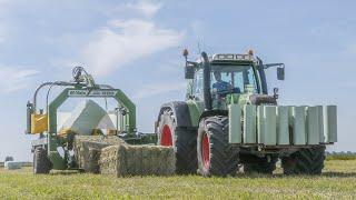 Fendt 724 + 820 | Gras harken, balen persen en wikkelen