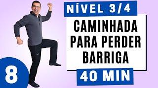 CAMINHADA EM CASA 10MIL PASSOS - 8 | NÍVEL 3 e 4 | Exercícios sem impacto para emagrecer