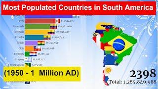 Most Populated Countries in South America (1950 - 1  Million AD) South America Population