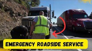 RESCUING OVERSIZED  SEMI DRIVER AFTER BLOWING A STEER TIRE ON INTERSTATE | DUMP TRUCK MILLINGS