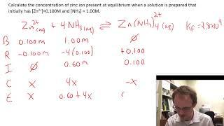 Solving a complex ion formation problem (Kf)