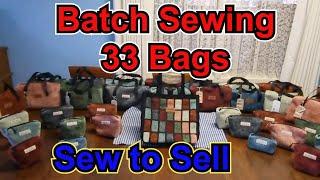 Sew to sell Batch sewing 33 bags with minimal wastage boxed bags & pouches to sell using free fabric