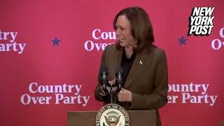 Kamala Harris laughs through remarks about the importance of the 2024 election