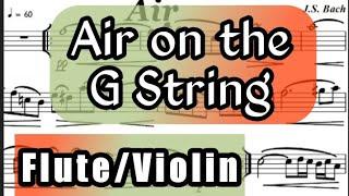 Air On The G String I Flute or Violin Sheet Music Backing Track Play Along Partitura J S Bach